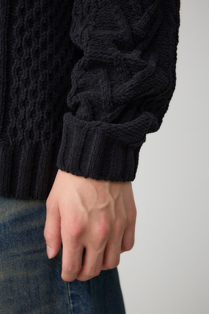 シェニールケーブルニット BLK S-M