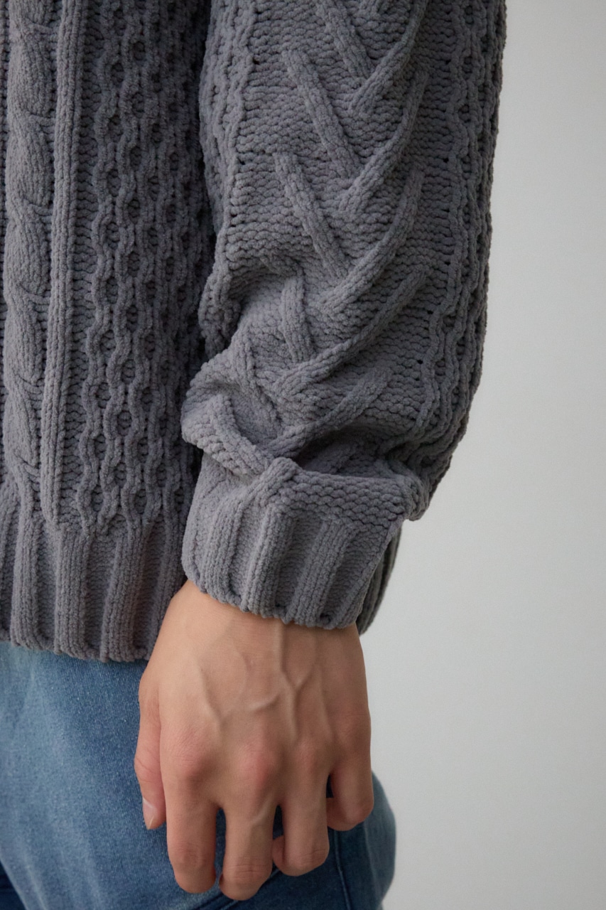 シェニールケーブルニット GRY S-M