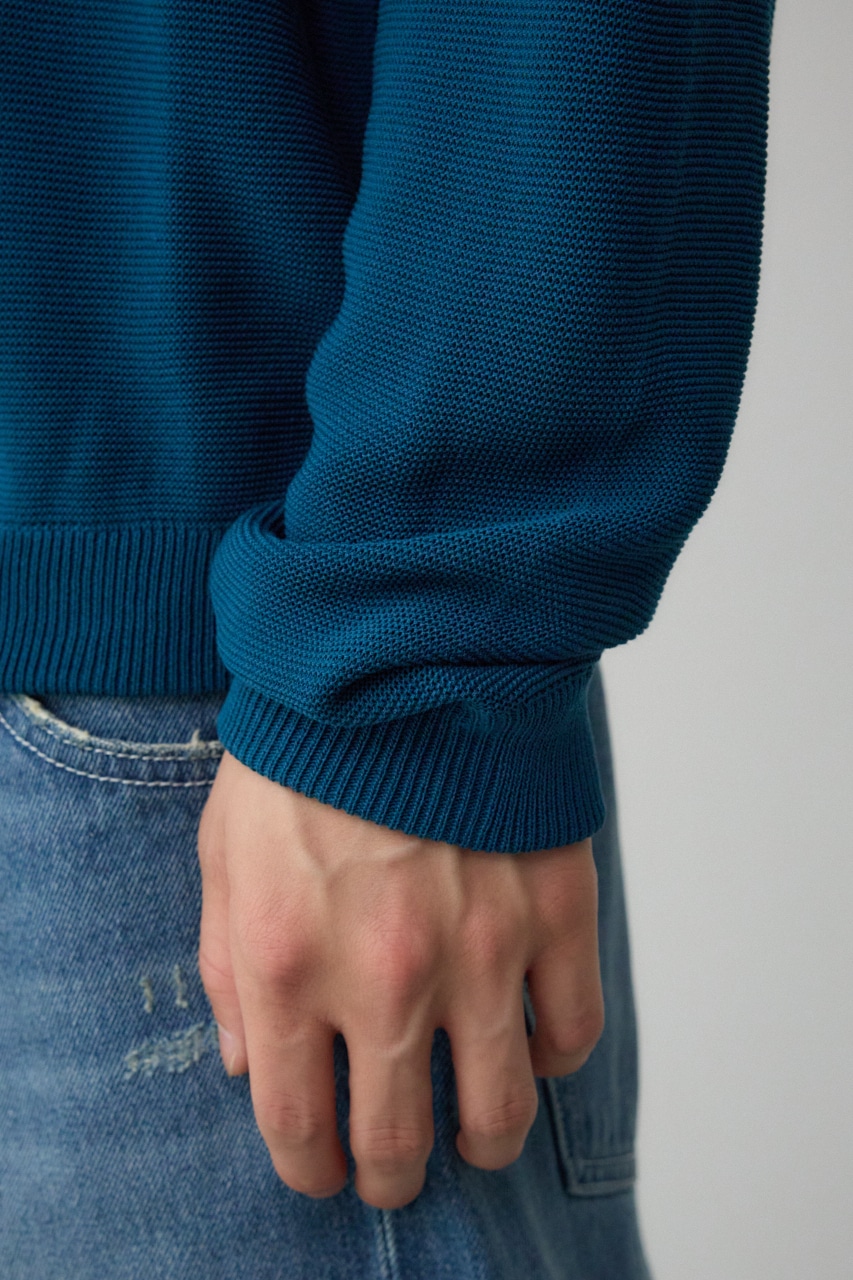 ベーシックガーターニット NVY L