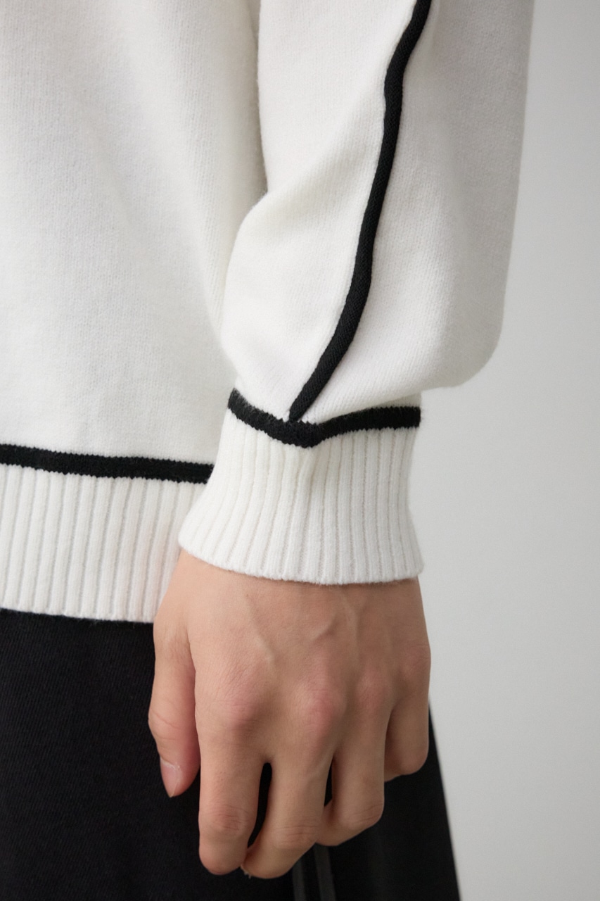 配色パイピングニット O/WHT FREE