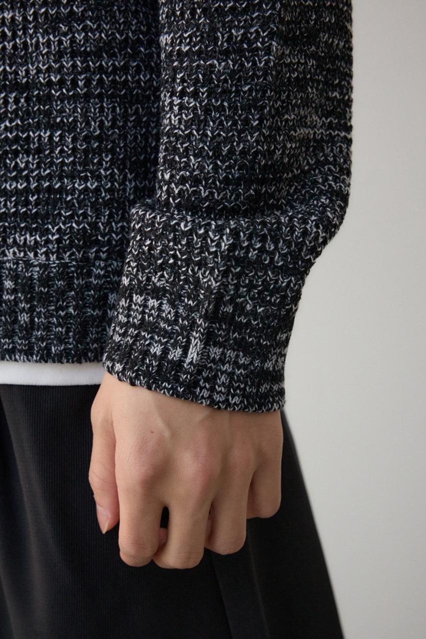 ワッフルレイヤードニット T.GRY L