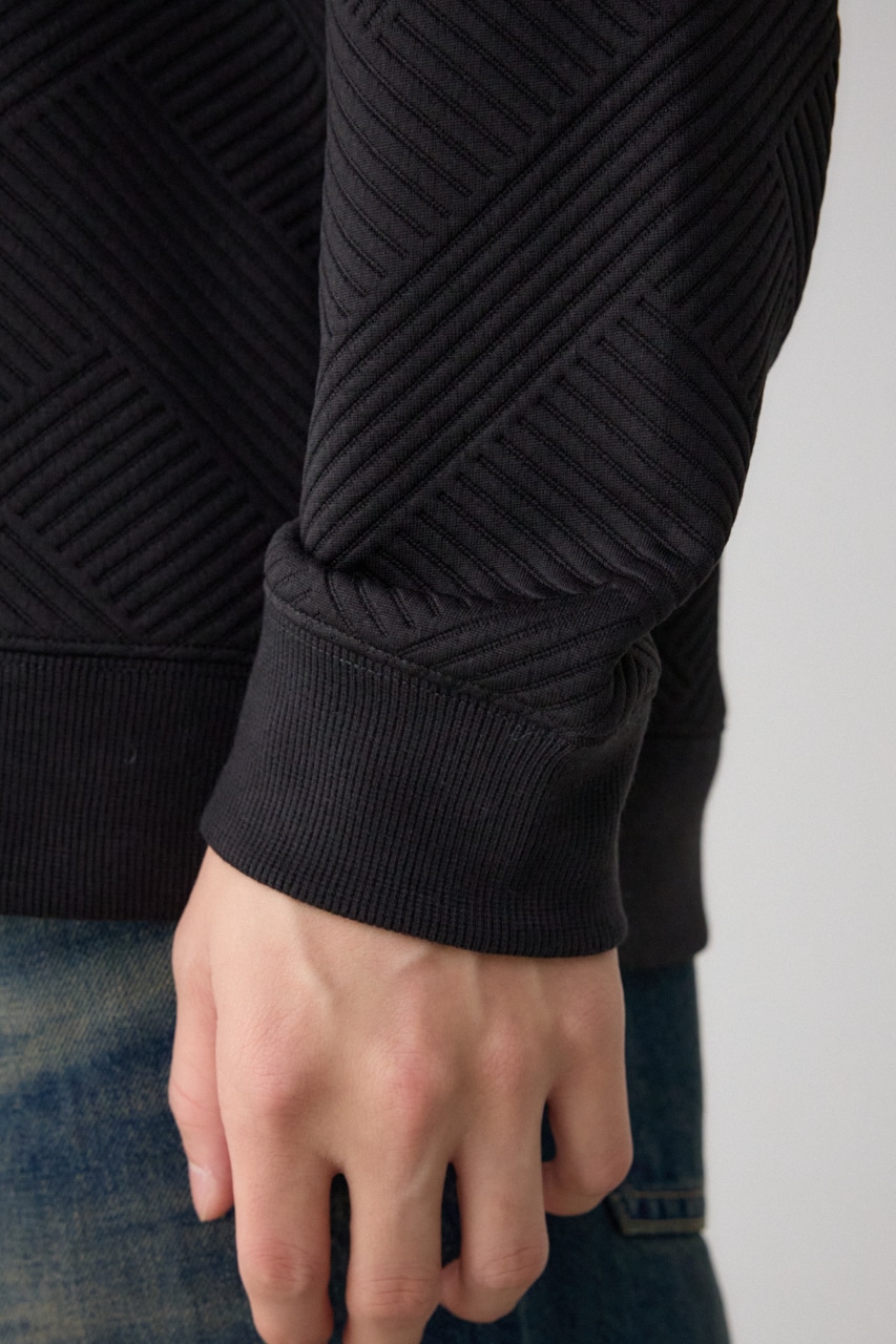 異素材スウィッチングプルオーバー 柄BLK M