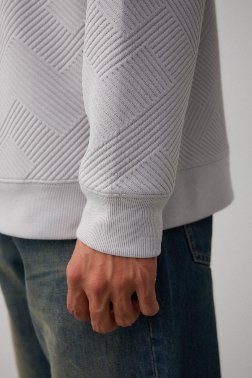 異素材スウィッチングプルオーバー 柄WHT L