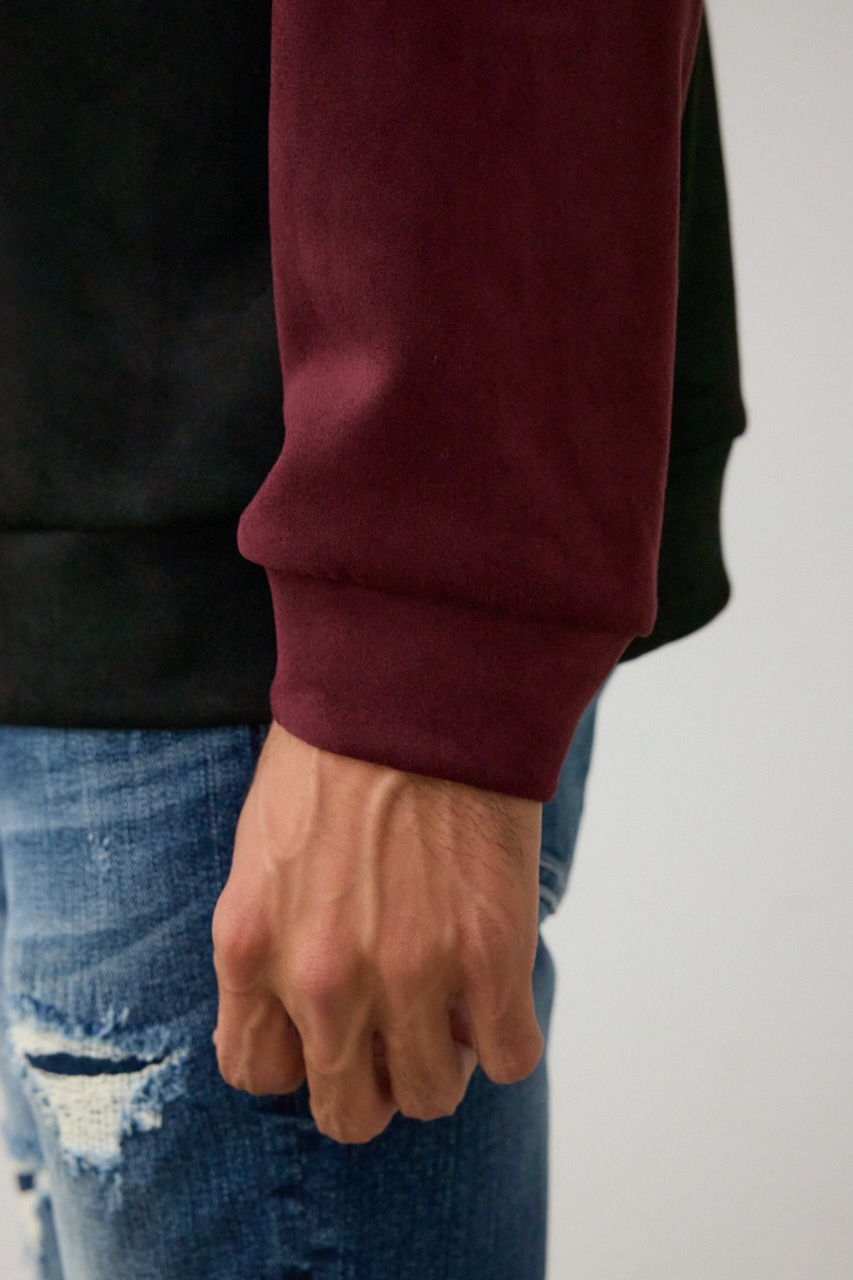 フェイクスウェードパネル切替トップス 柄BRD FREE