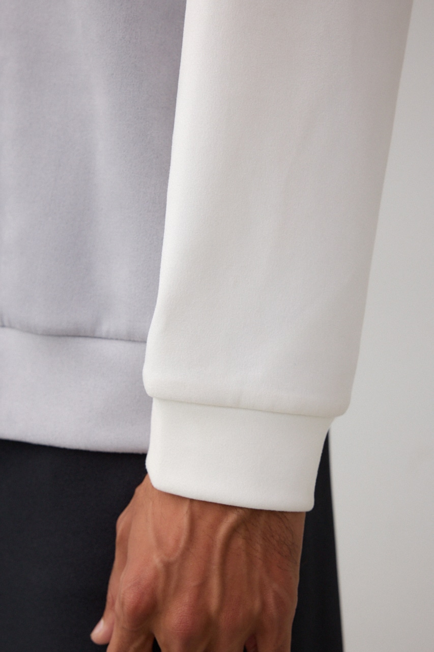 フェイクスウェードパネル切替トップス 柄WHT FREE