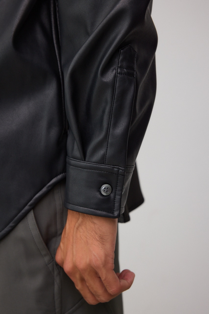 フェイクレザースウィッチングシャツ 柄BLK FREE