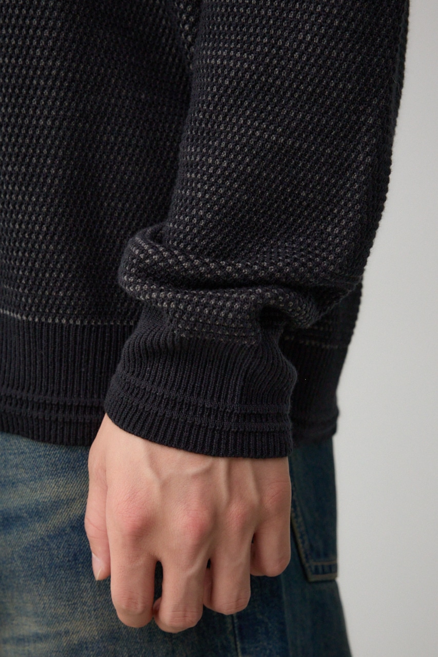 ハニカムベーシッククルーネックニット BLK M