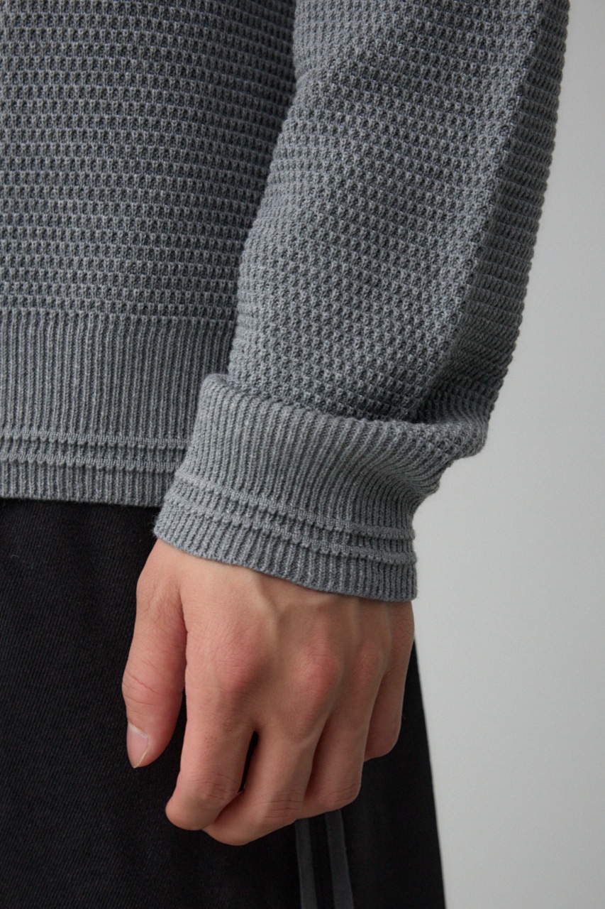 ハニカムベーシッククルーネックニット GRY M