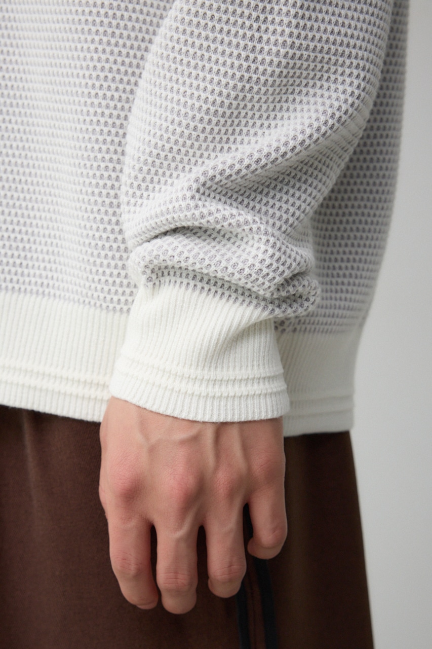 ハニカムベーシッククルーネックニット WHT L