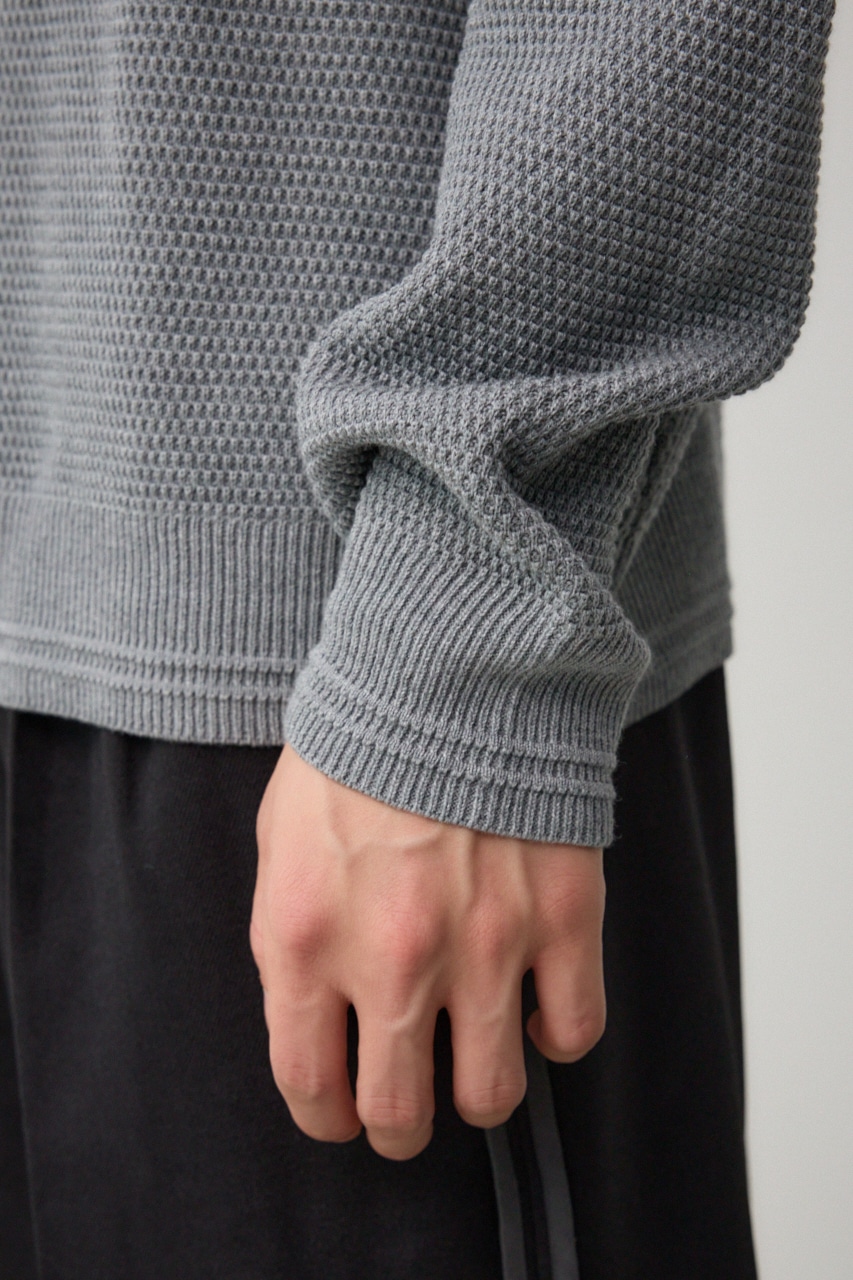 ハニカムタートルネックニット GRY M