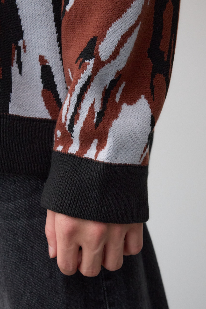 アグリゲーションジャガードニット 柄BRN M