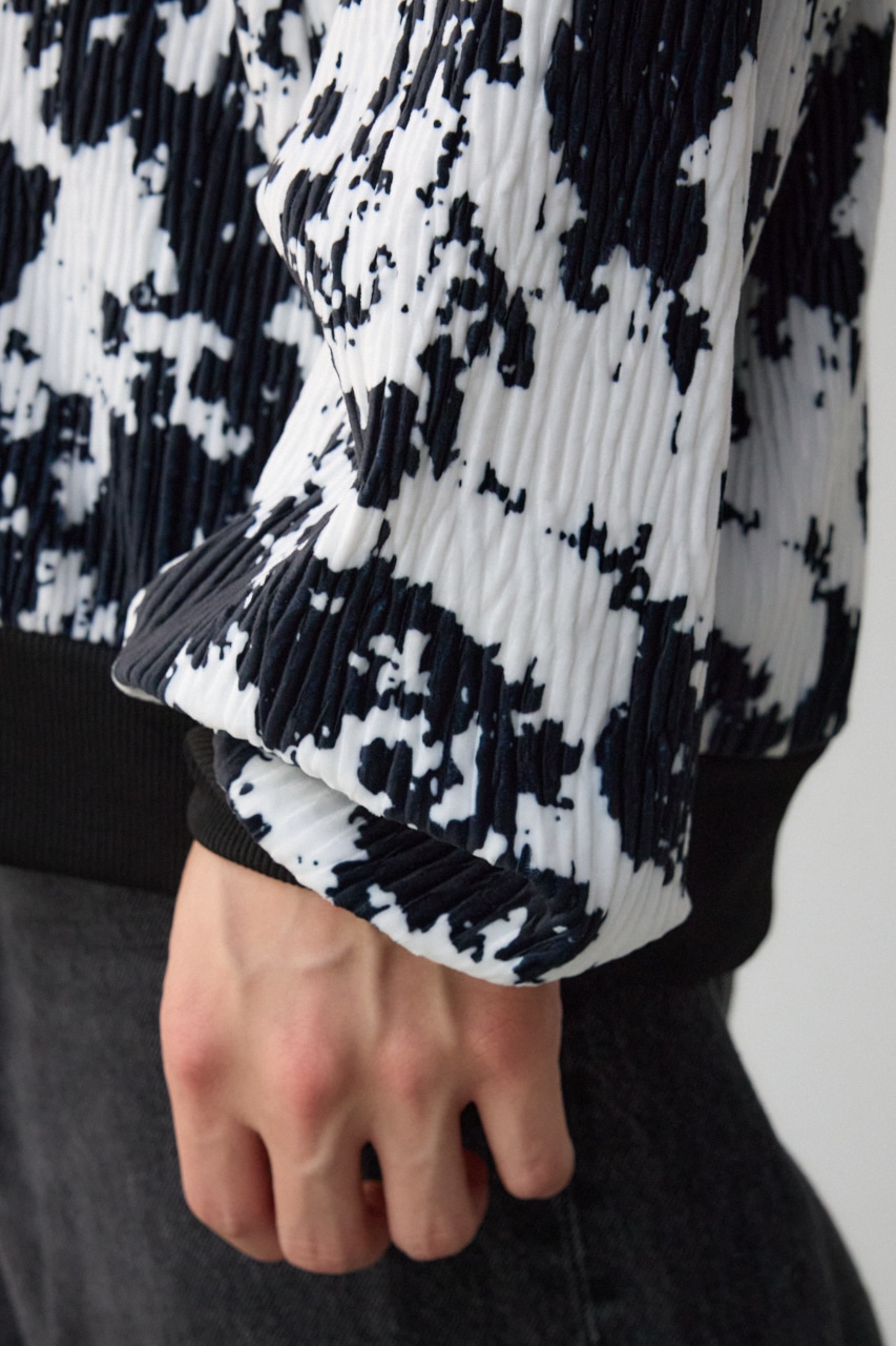 ベロアプリーツトップス 柄WHT FREE