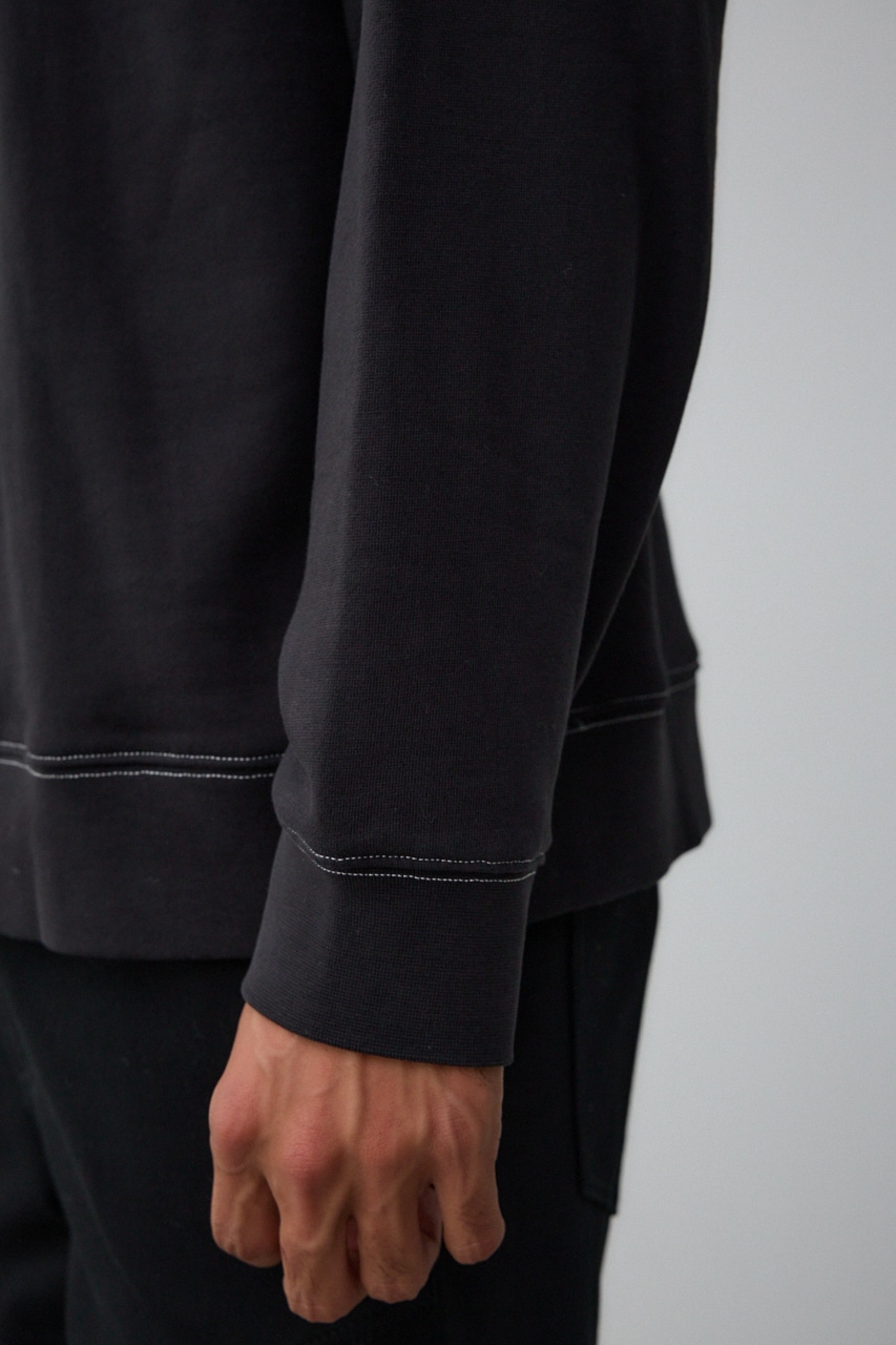 裏起毛配色ステッチトップス BLK L
