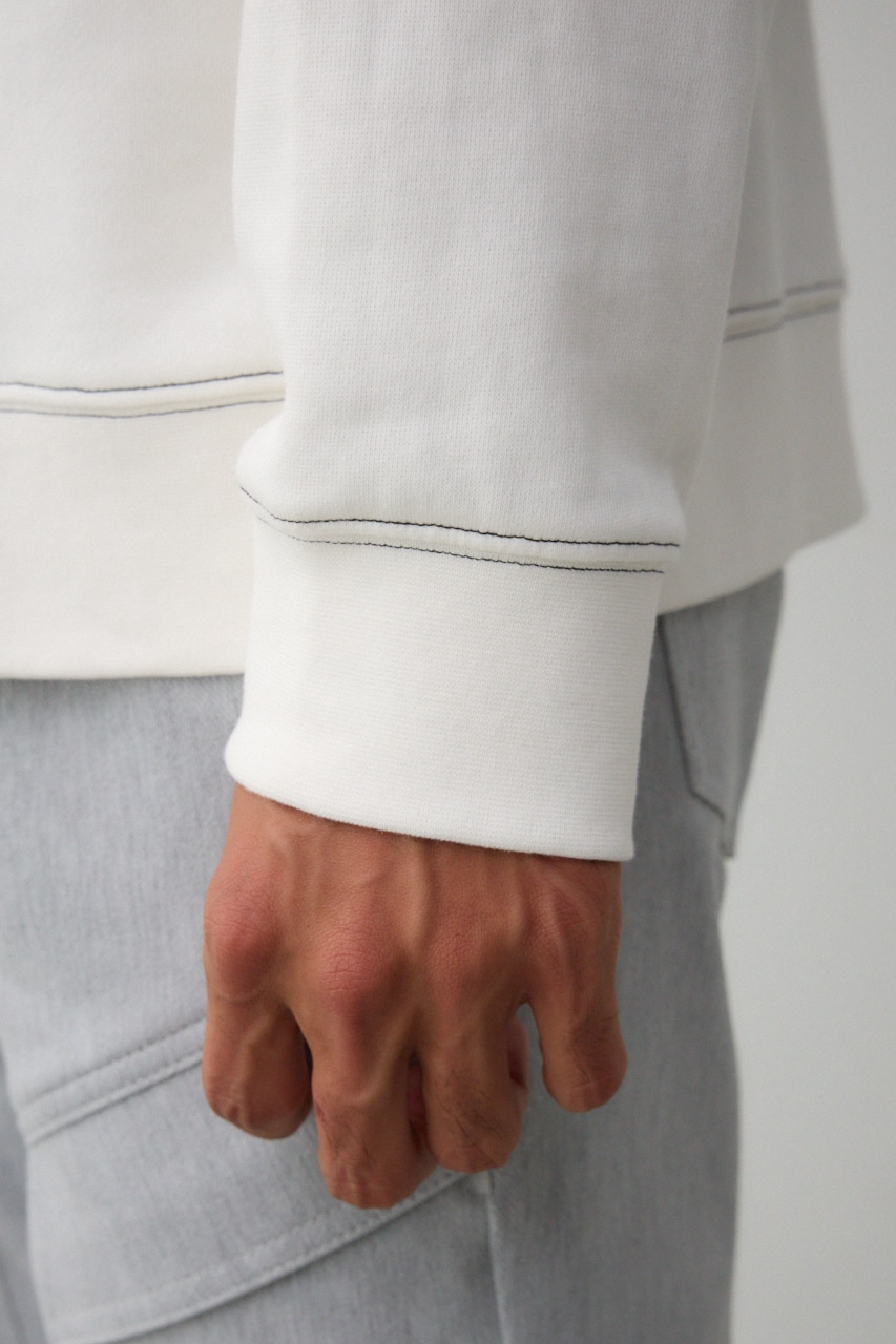 裏起毛配色ステッチトップス WHT L