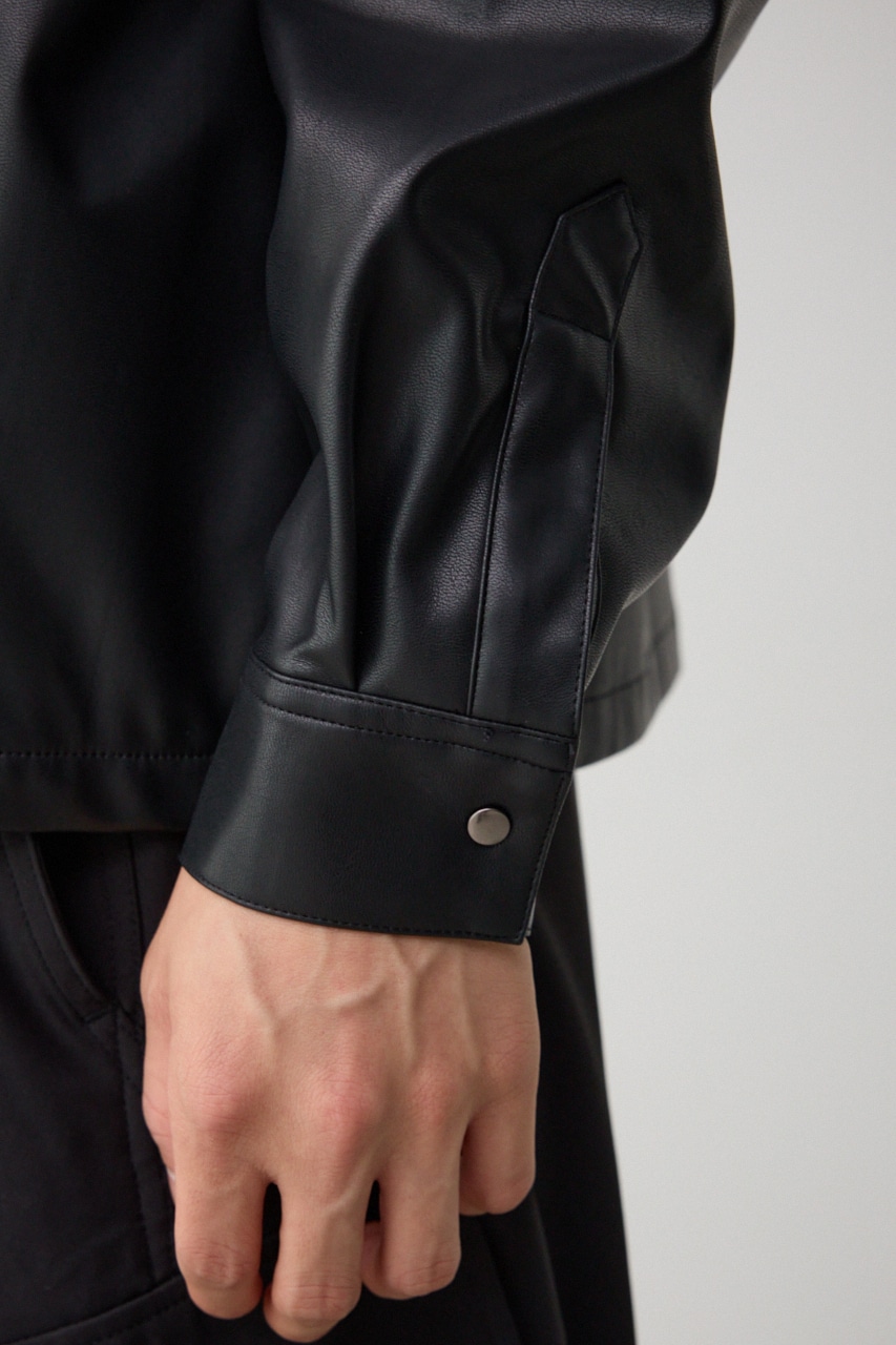 フェイクレザーCPOシャツ BLK FREE