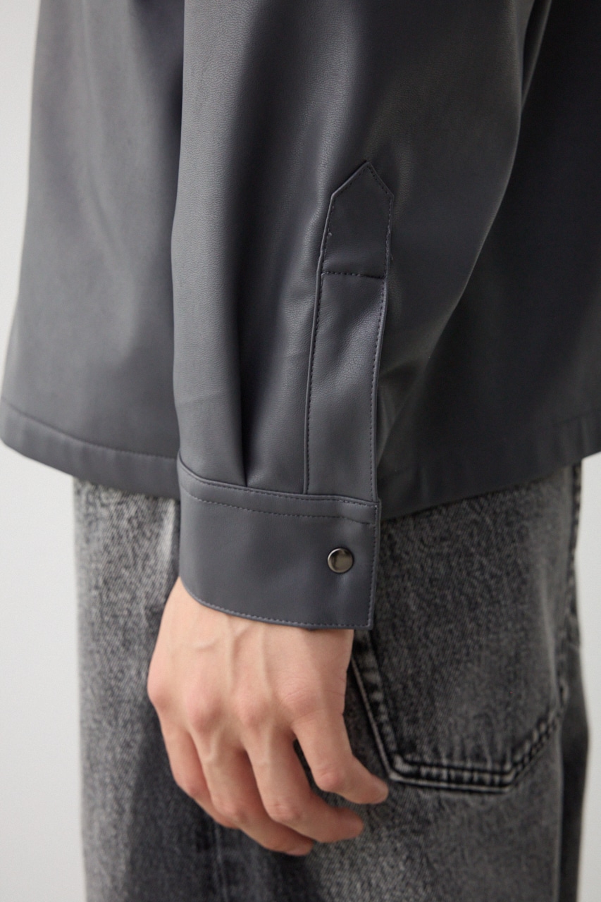 フェイクレザーCPOシャツ C.GRY FREE