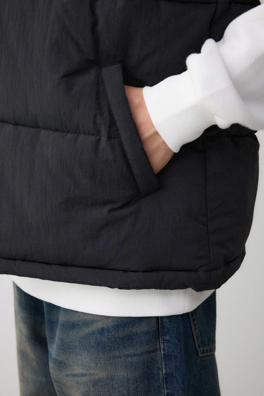 スタンドカラー中綿ベスト BLK FREE