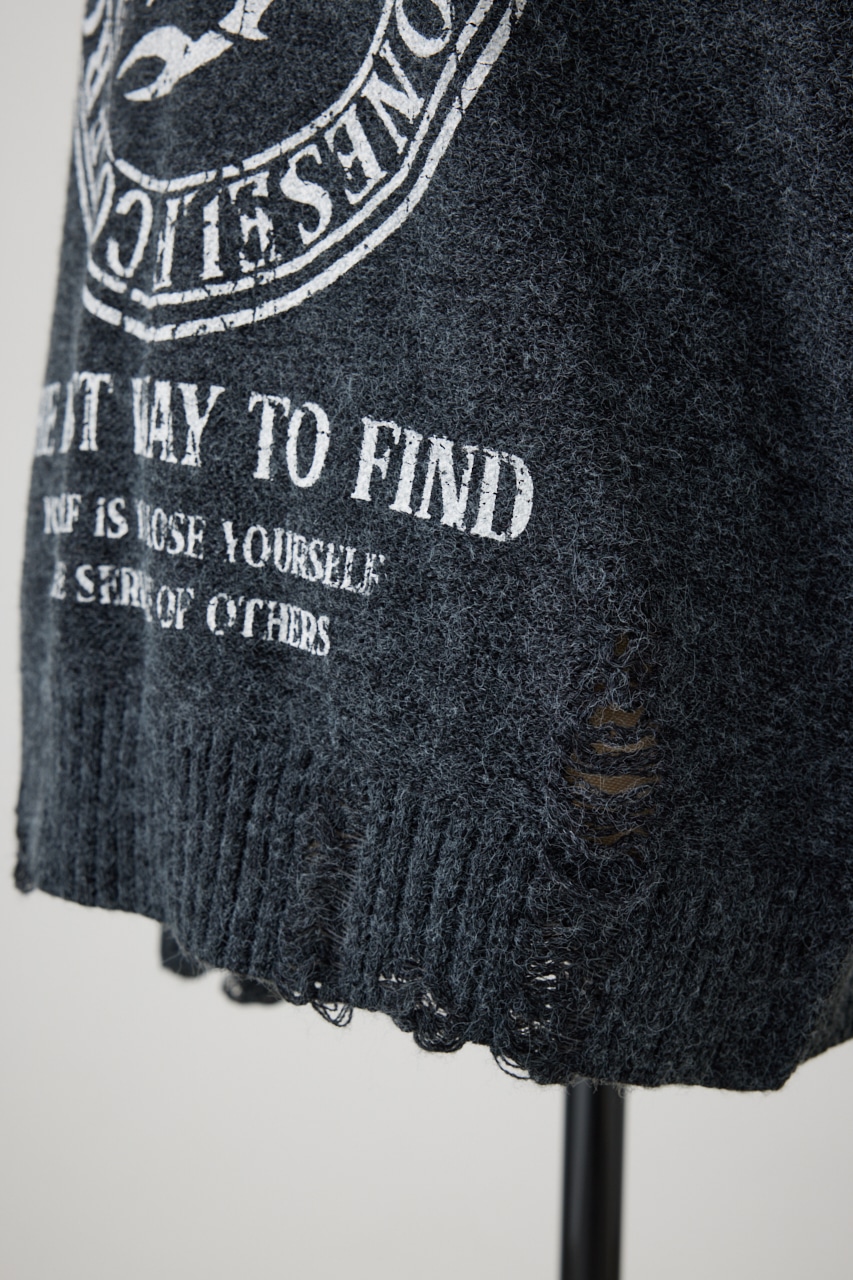 リバーシブルダメージニット C.GRY FREE