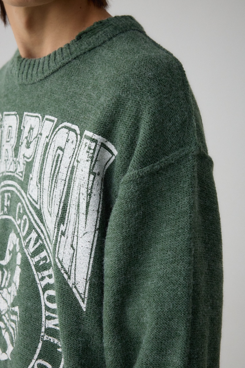 リバーシブルダメージニット GRN FREE