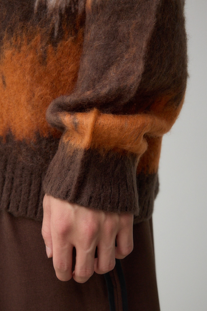 総柄モヘアライクカーディガン 柄BRN FREE