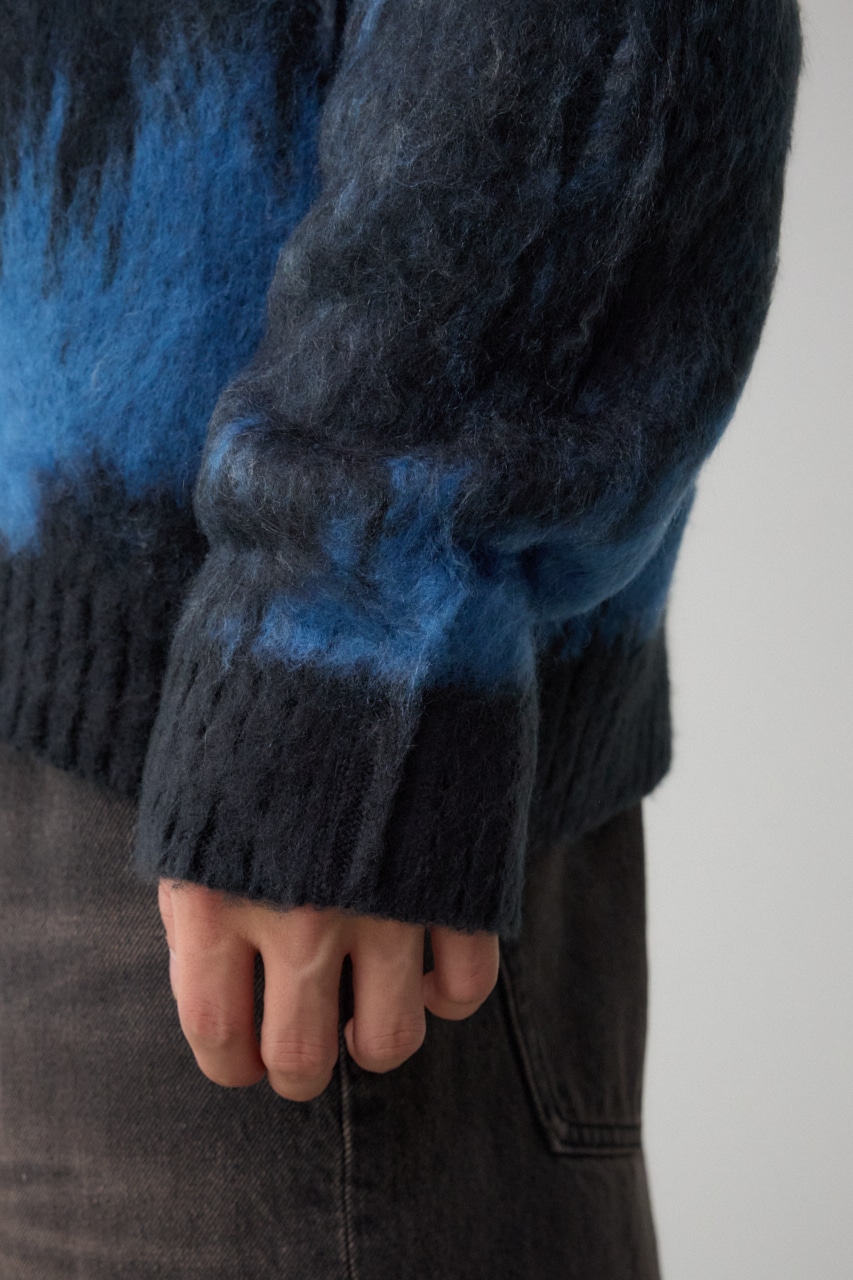 総柄モヘアライクカーディガン 柄NVY FREE