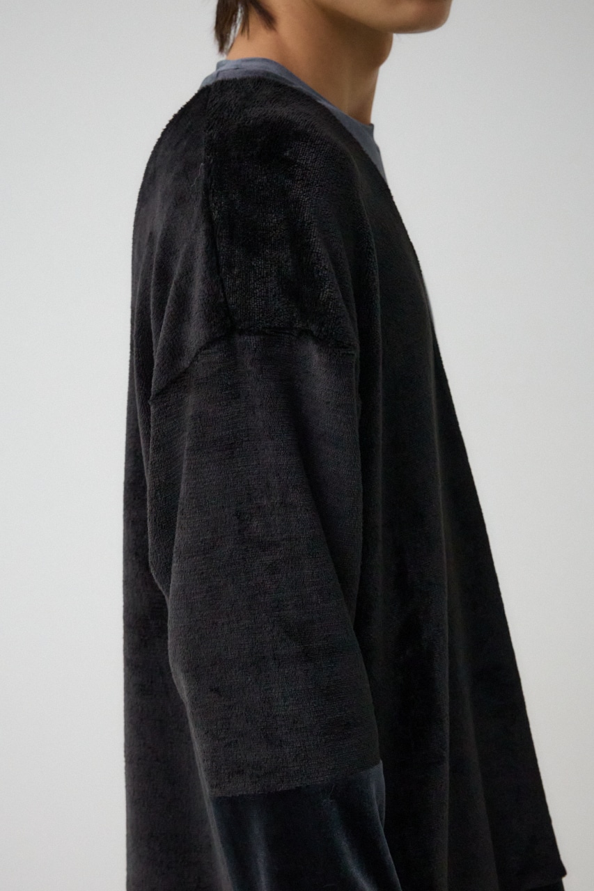 ファーパイルベロアドッキングトップス BLK FREE