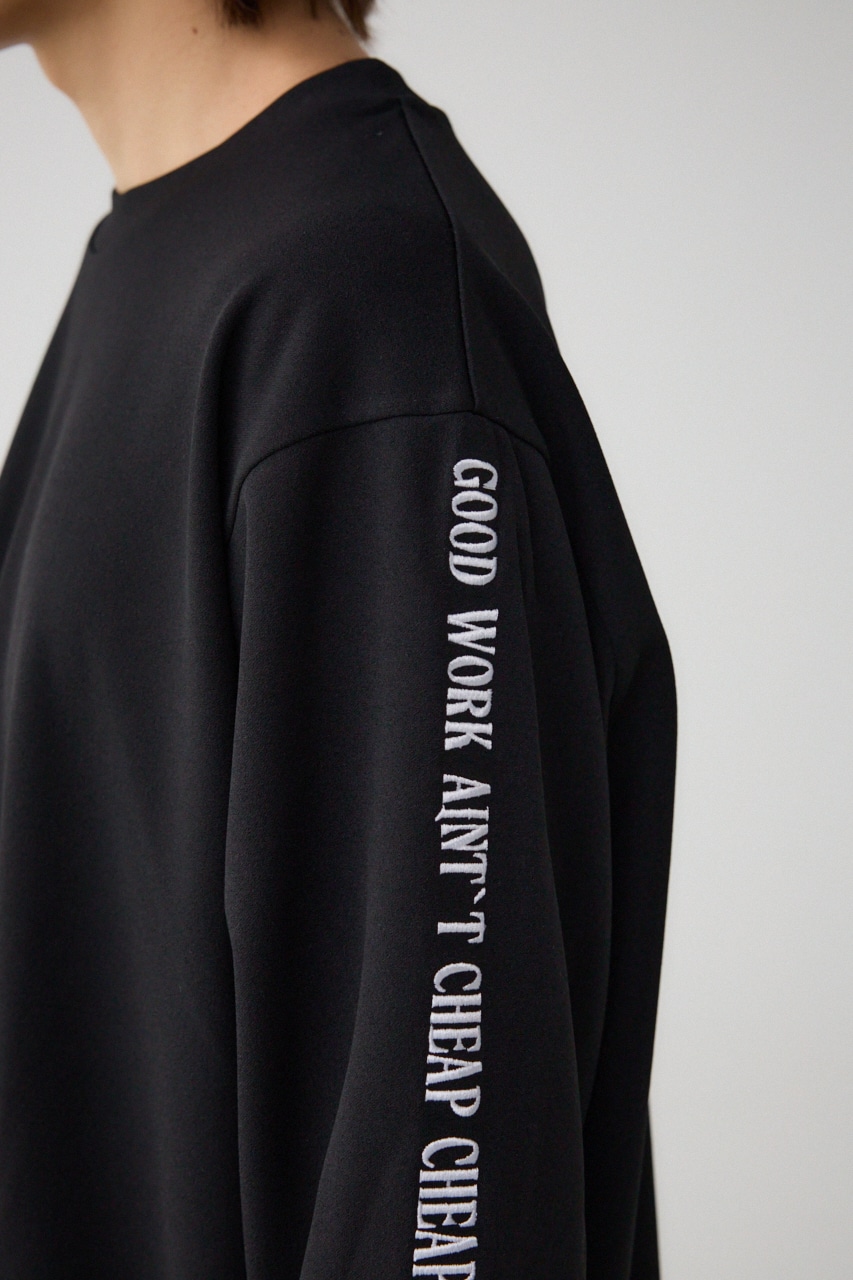 袖刺繍8分袖ビッグT BLK FREE