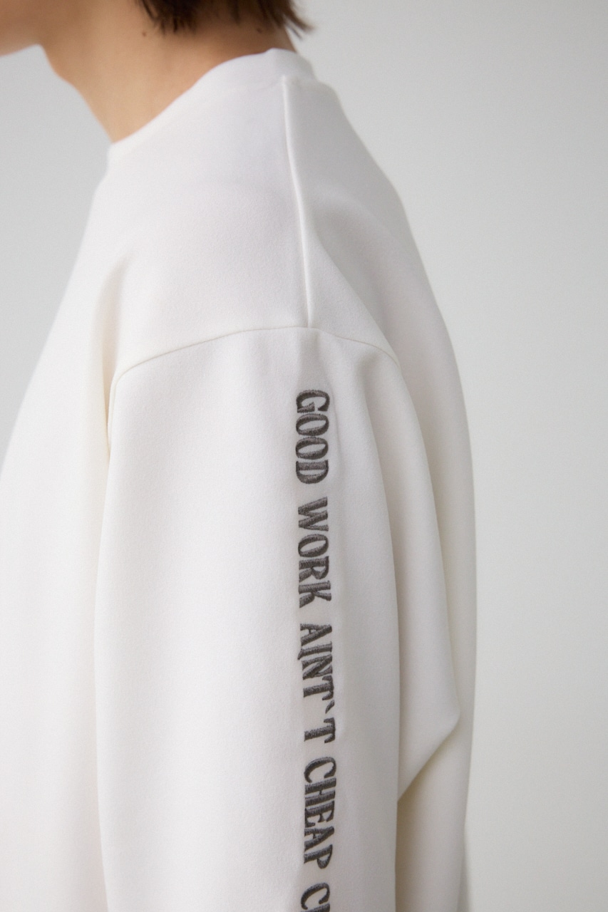 袖刺繍8分袖ビッグT WHT FREE