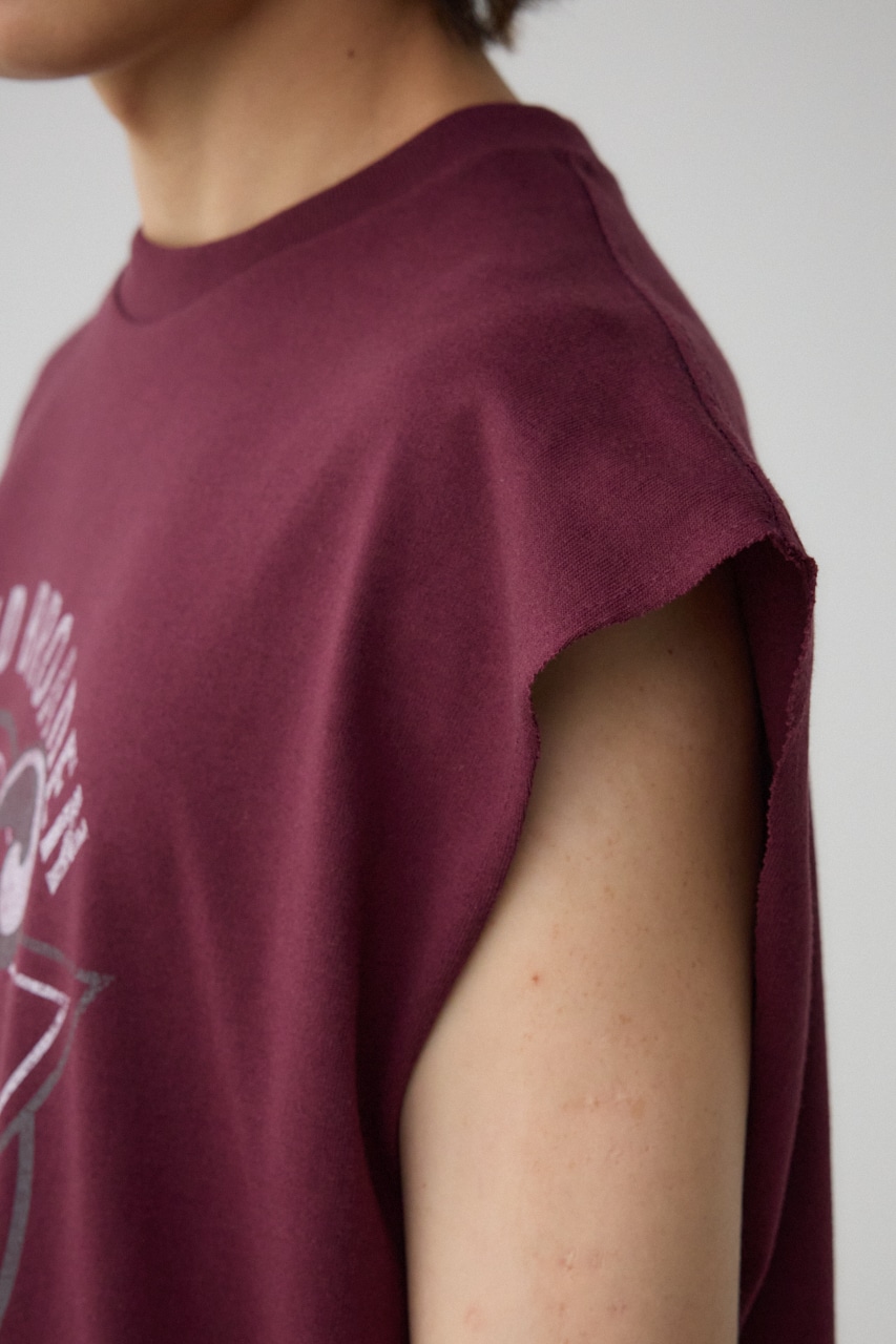 グラフィックノースリーブトップス D/PUR FREE