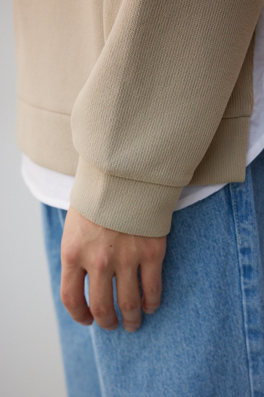 シャツレイヤードスリットニットソー BEG M