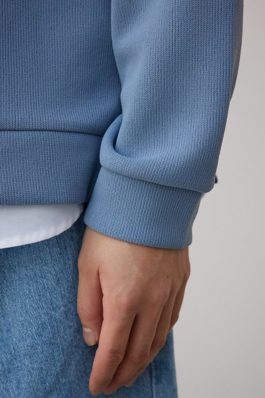 シャツレイヤードスリットニットソー BLU M