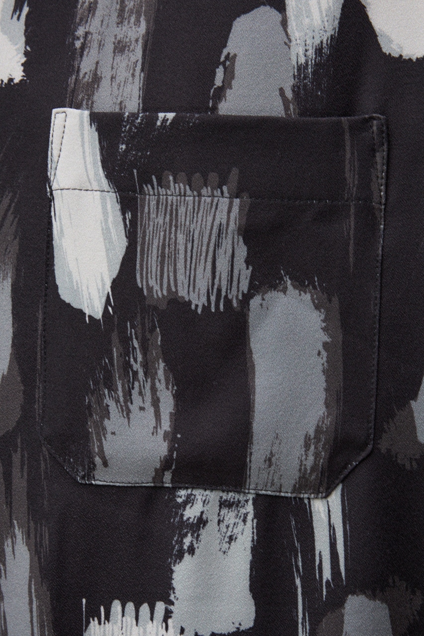 ランダムペイント開襟シャツ 柄BLK L