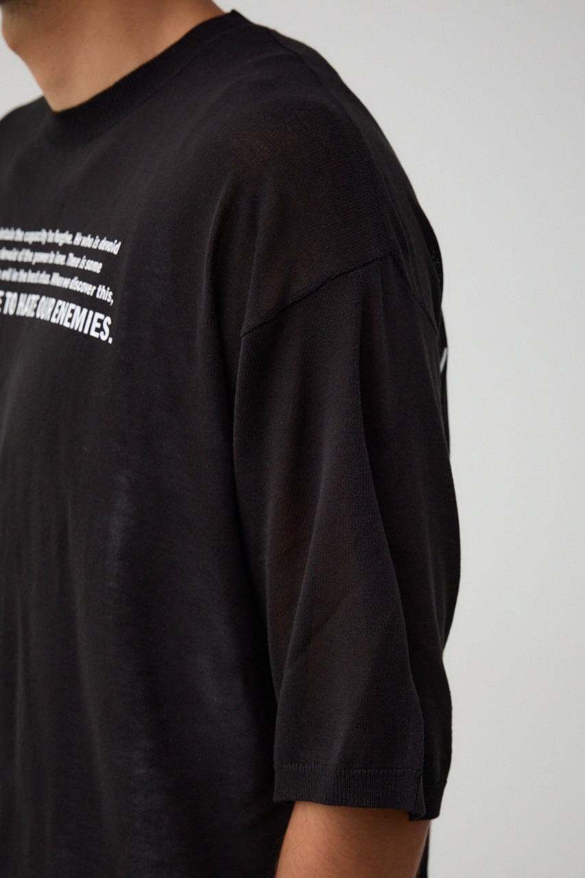 サマーニットグラフィックトップス BLK FREE