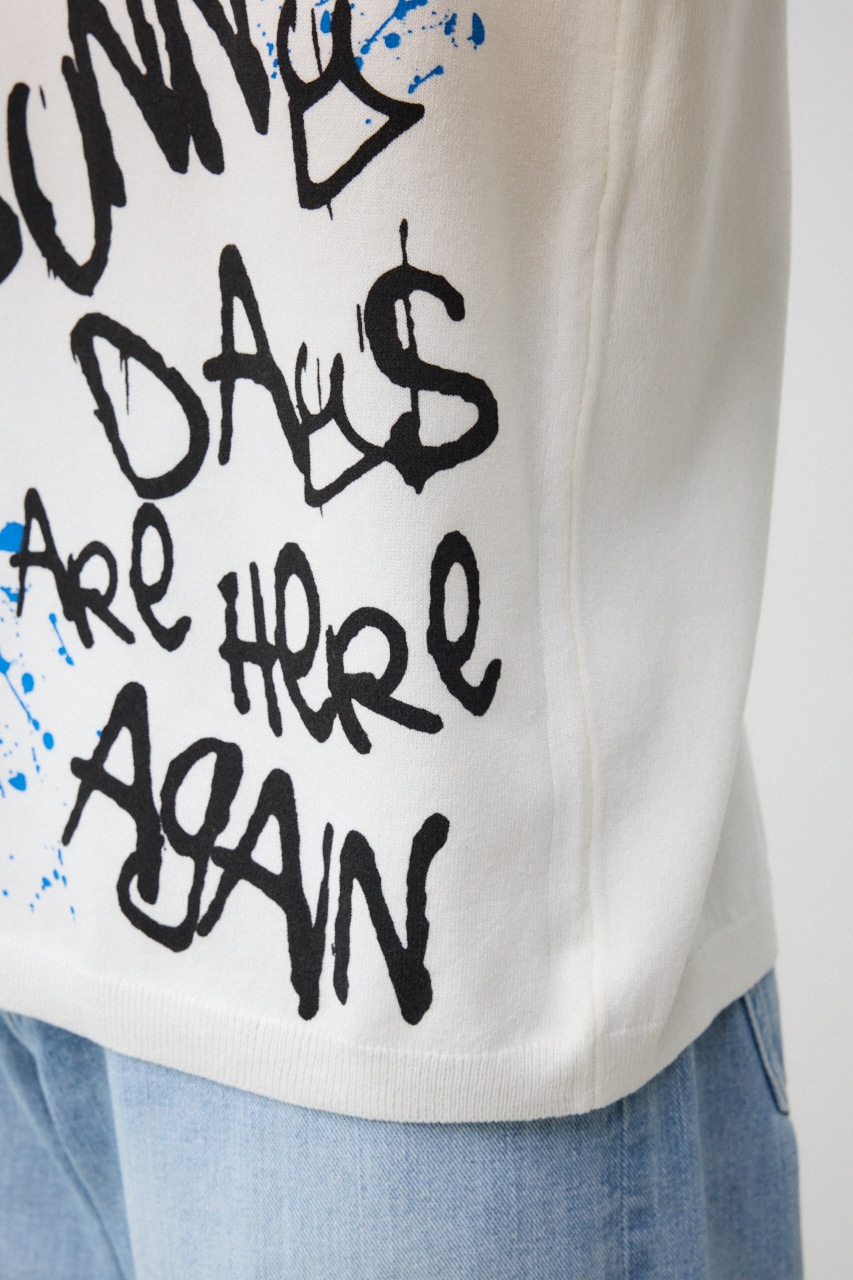 ペイントグラフィックニットトップス WHT FREE