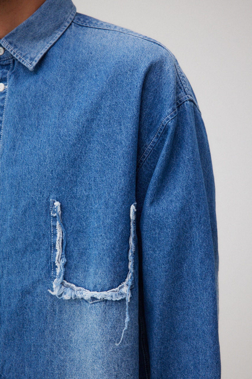 カットオフダメージシャツ BLU FREE