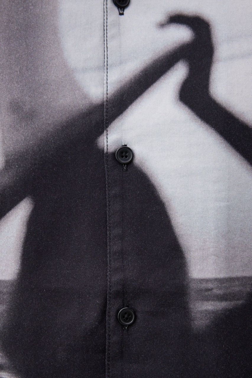 ビンテージ風サーフフォトシャツ 柄BLK FREE