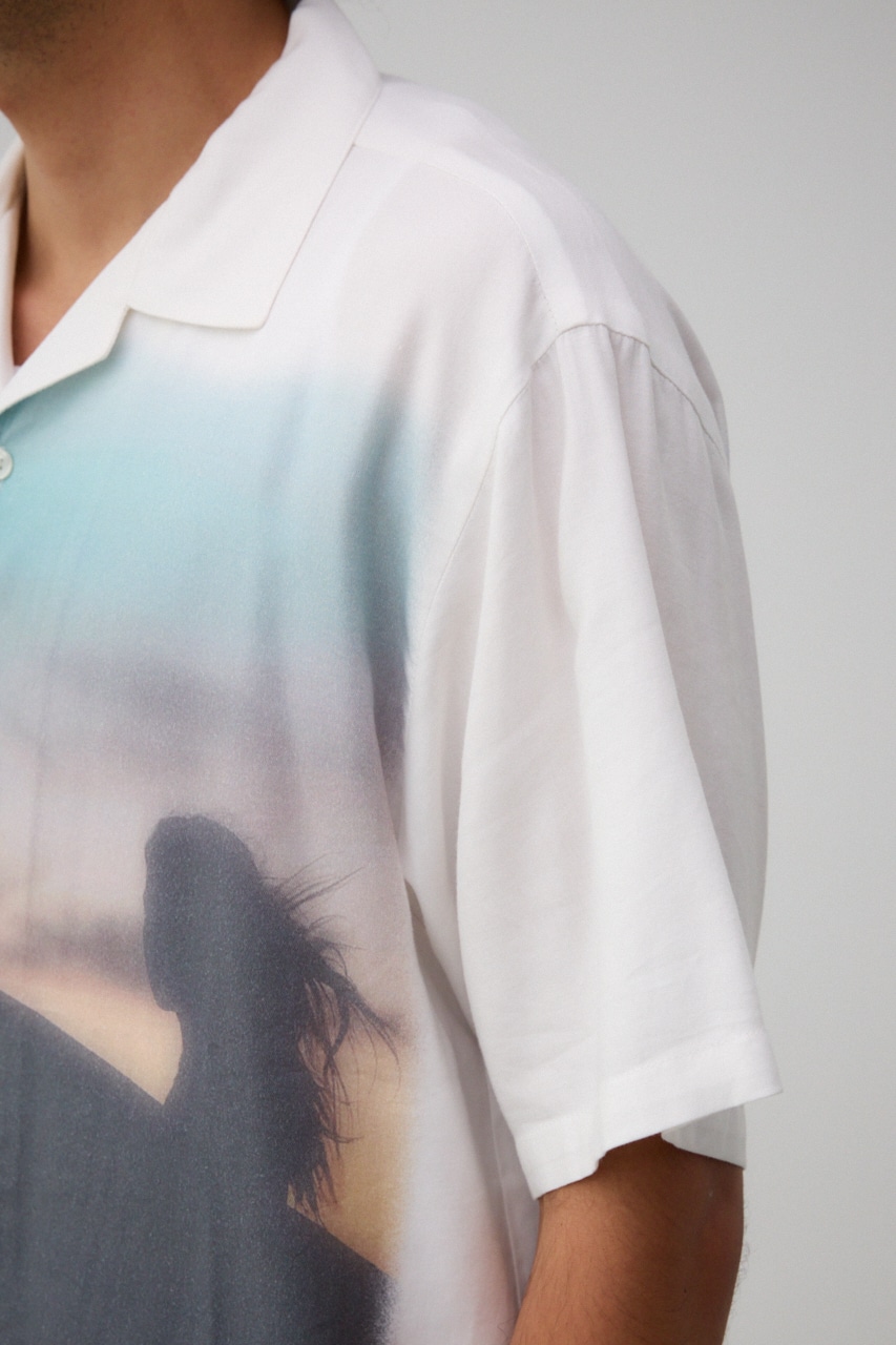 ビンテージ風サーフフォトシャツ 柄WHT FREE