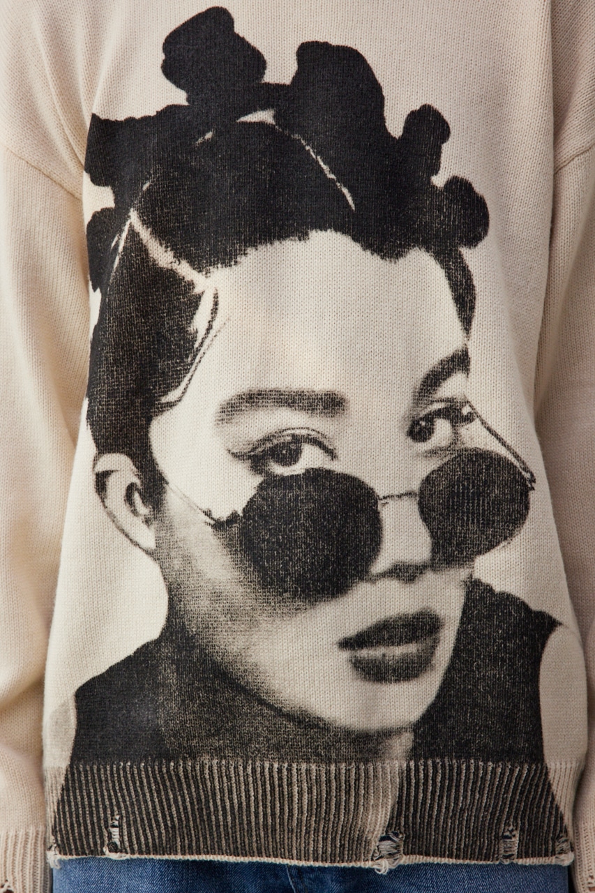 フォトプリントニットトップス IVOY FREE