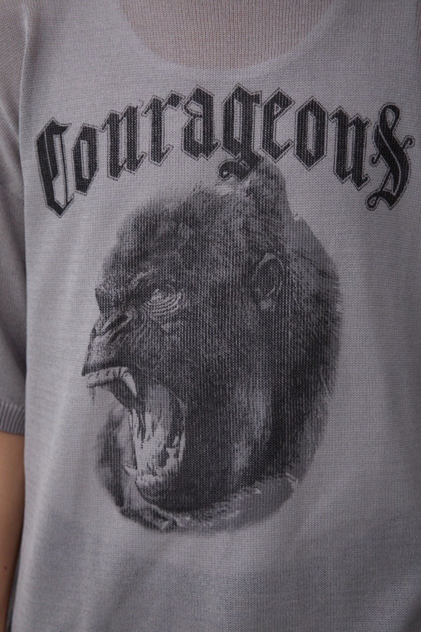 Couragcousプリント半袖ニット GRY FREE