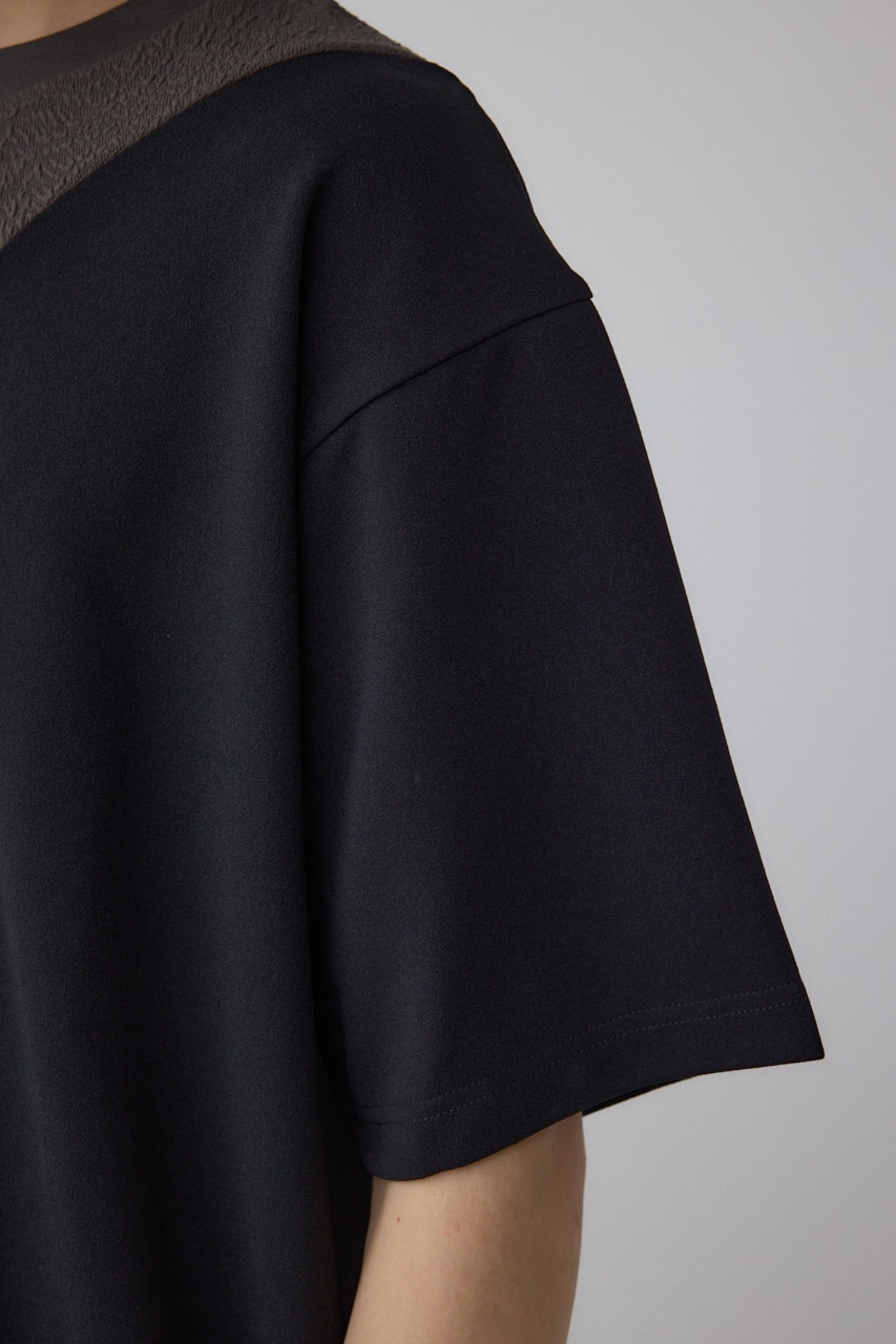 異素材スウィッチングラフィックTEE 柄BLK M