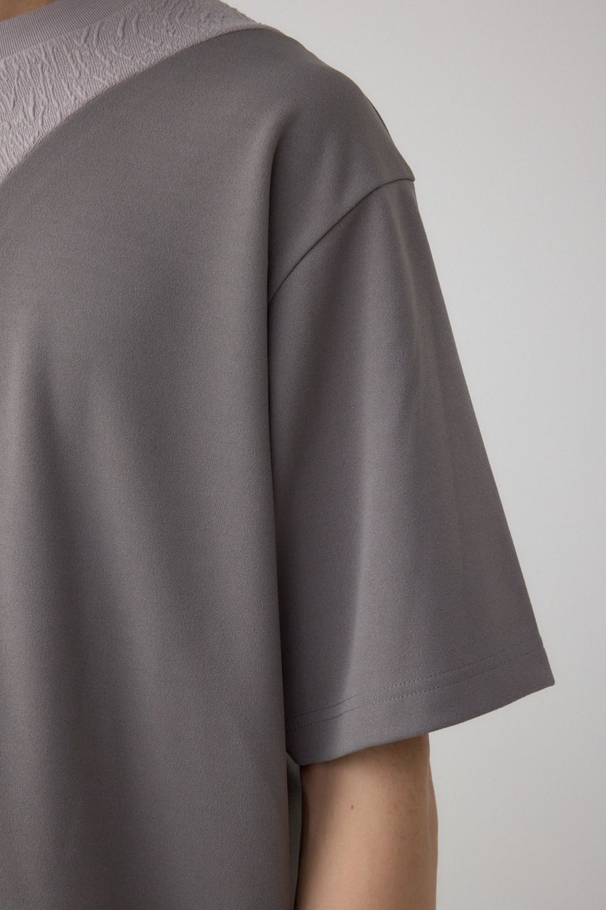 異素材スウィッチングラフィックTEE 柄GRY S