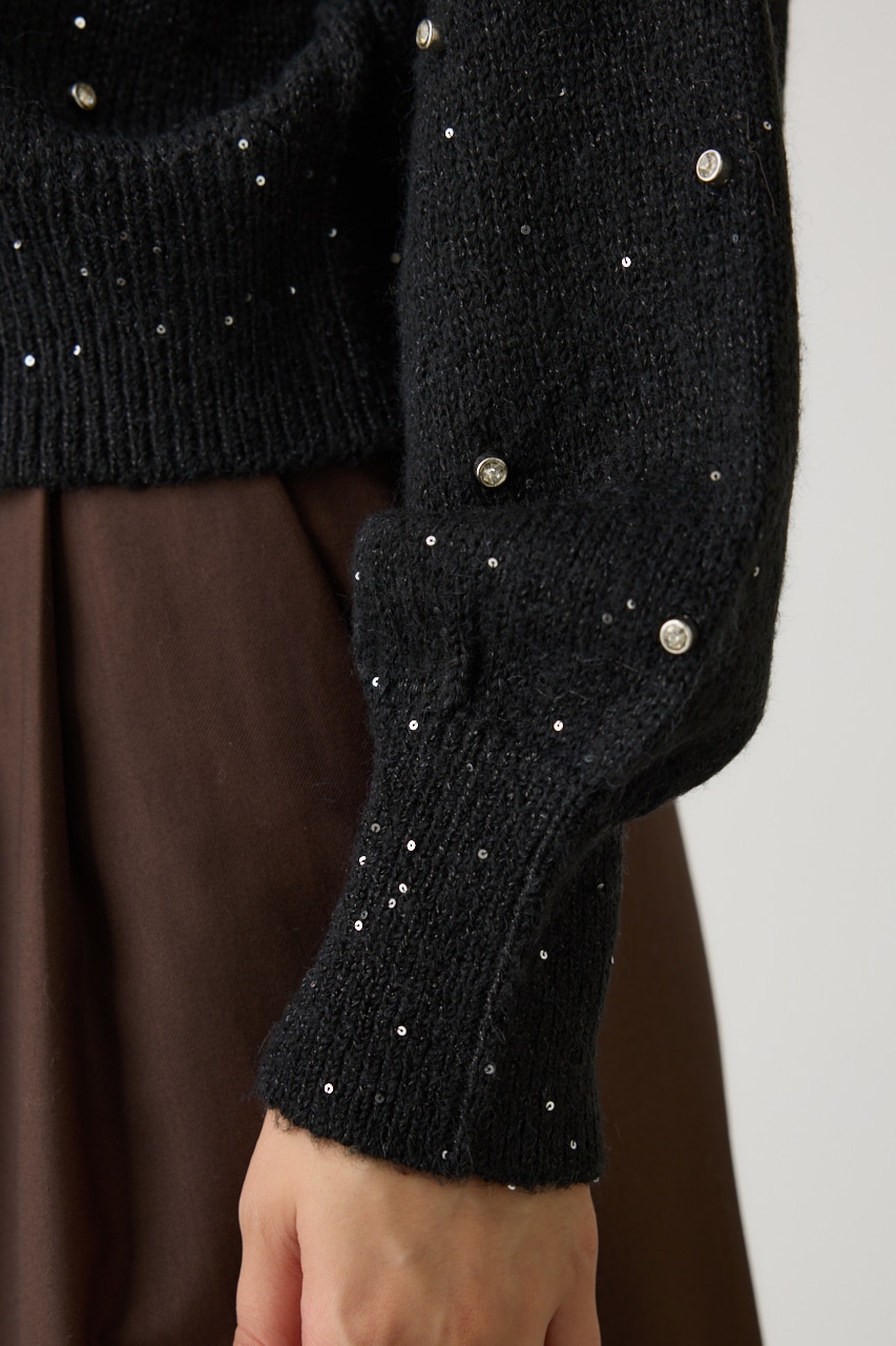 ラインストーンニット BLK FREE