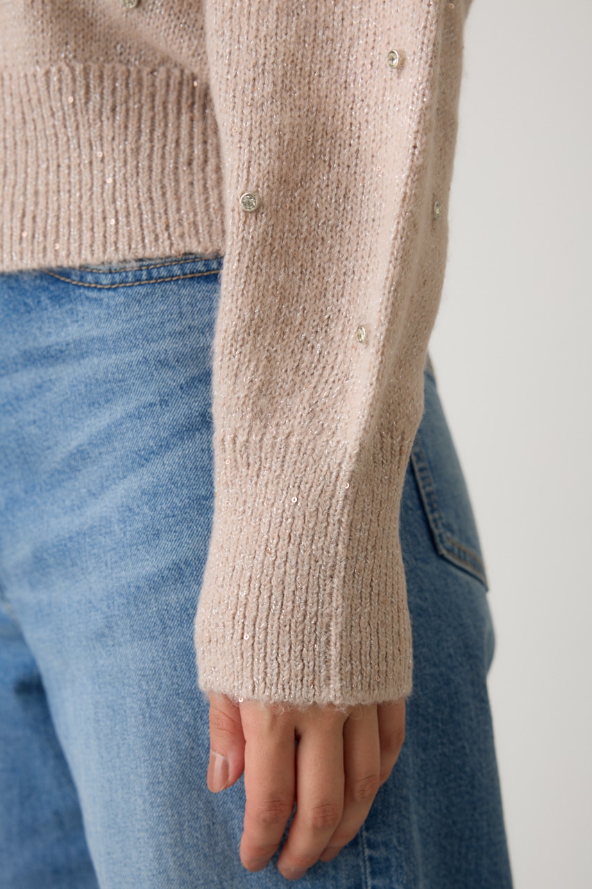 ラインストーンニット L/PNK FREE