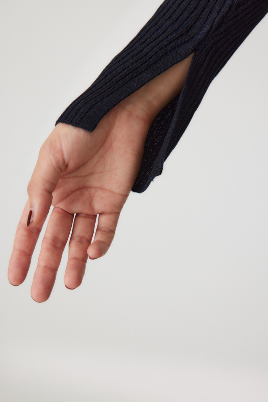 フロントジップリブニットワンピース BLK FREE