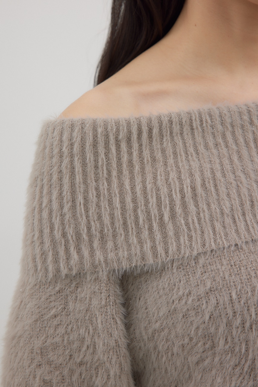 オフショルダーシャギーラメニット MOCHA FREE