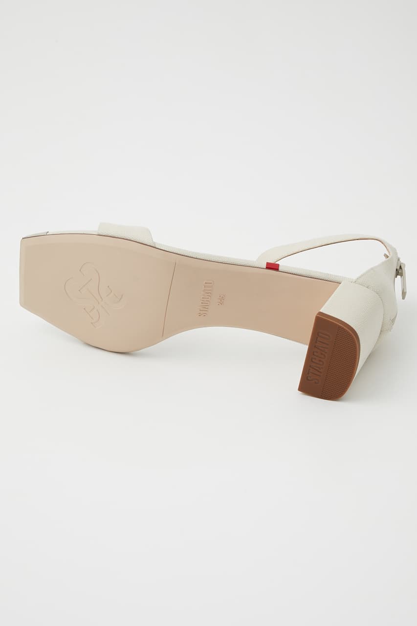 キャンバスクエアンクルストラップサンダル ECRU 24.0cm