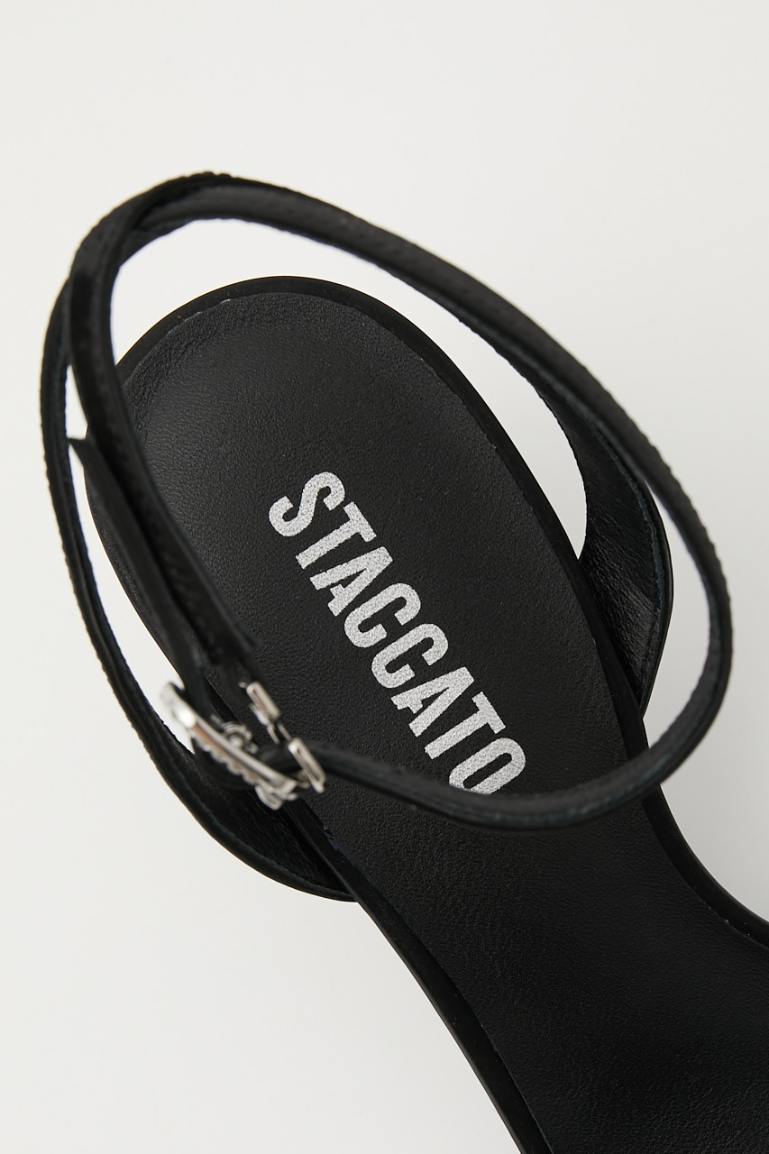 テ-フォニーカラーストーンヒールサンダル BLK 24.5cm