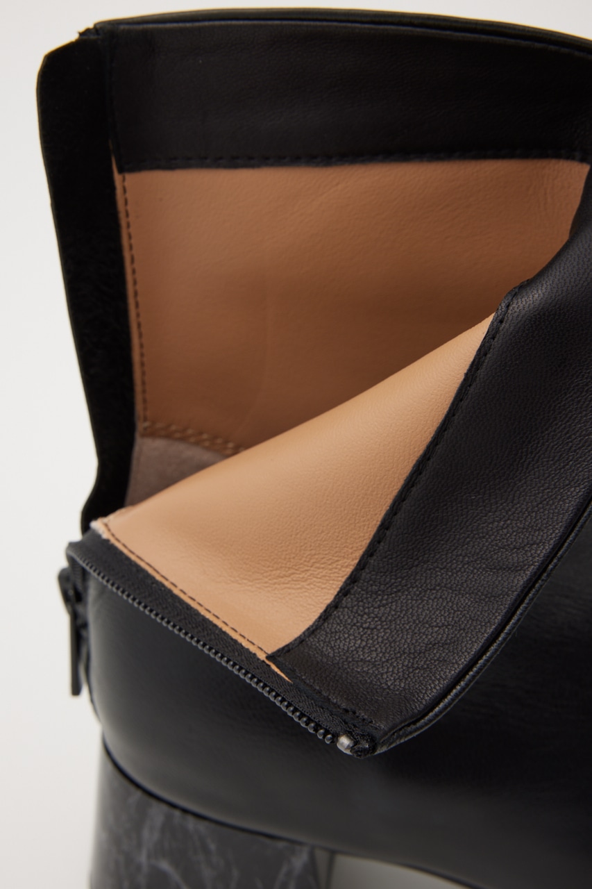 シエルマーブルヒールブーツ BLK 25.0cm