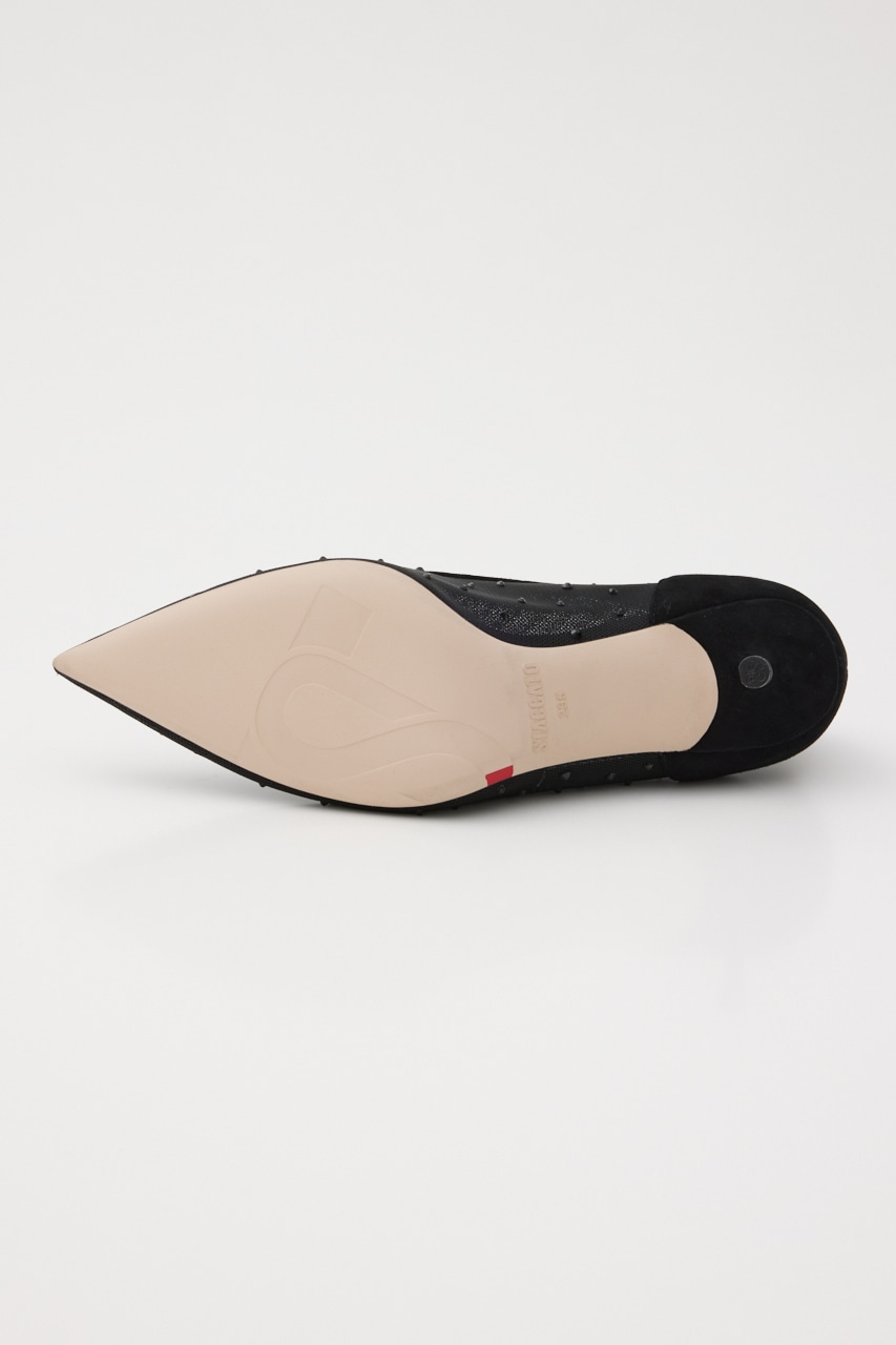 シースルードットストーンパンプス BLK 22.5cm