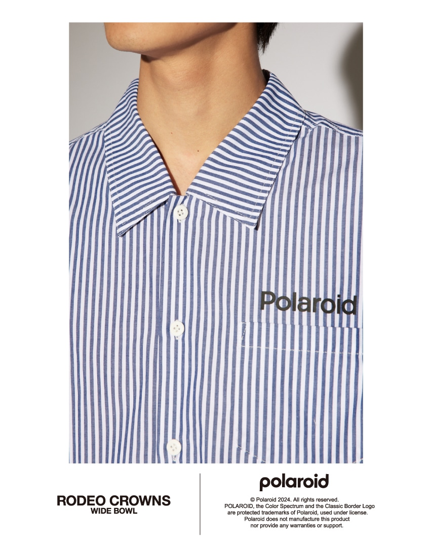 Polaroid バックラインシャツ 柄BLU L